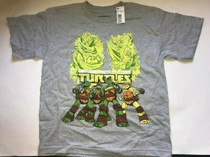 NEW Boys Large Teenage Mutant Ninja Turtles Gray Shirt Bebop & Rocksteady TMNT - Picture 1 of 2