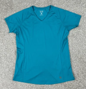 Mountain Hardwear Shirt Womens Large Blue Short Sleeve Outdoor Hiking Active - Picture 1 of 11