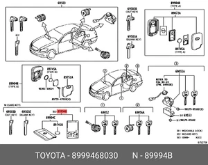 Trasmettitore OE originale, chiave elettrica, 8999468030 per TOYOTA 89994-68030 - Foto 1 di 1