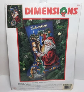 Dimensions Christmas Stocking Kit Cross Stitch Peeking at Santa 8620 1999 - Picture 1 of 9