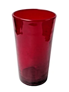VTG Thick 1.5 lbs Red Bubble Murano Style Water GLASS 6 1/4" - Picture 1 of 3