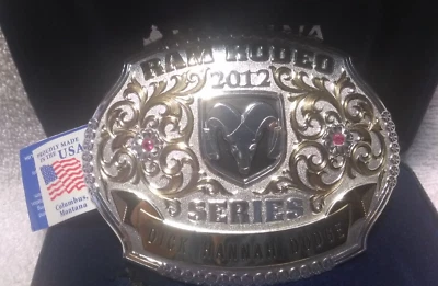 Montana Silversmiths 2012 Ram Rodeo Series Dick Hanna Doge Buckle Mint In Box !! - Image 1 of 4