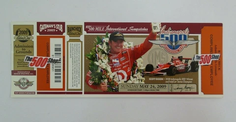 2009 Indianapolis 500 Unused Race Complimentary Employee Ticket Scott Dixon Cover