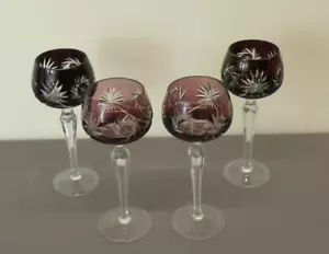 4 schöne Römer, Kristallglas, 19 cm hoch, 2 fliederfarben, 2 lilafarben - Bild 1 von 2