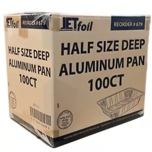 VeZee 9x13 Disposable Aluminum Pans Half Size Deep For Baking-100 Pack CASE - Picture 1 of 7
