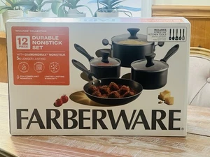 Farberware Reliance 12 Piece Home Kitchen Tools Non-Stick Cookware Set In Black - Picture 1 of 3