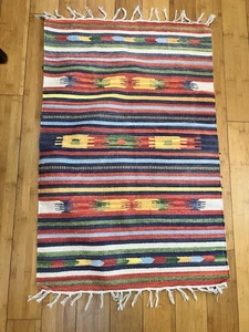 Hand Knotted Vintage Flat Weave Kilim Turkish Wool Area Rug 3 x 2 Ft - Picture 1 of 6