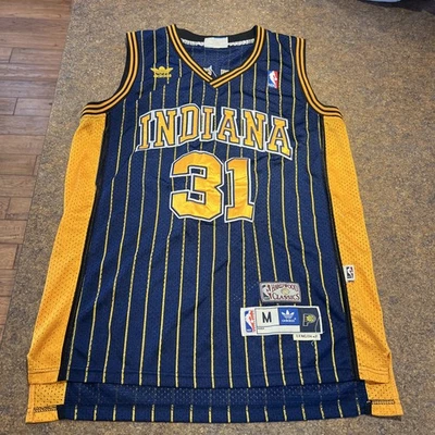 Reggie Miller (Adidas)-(Pacers)-(Jersey)-(Azul/Amarillo)-(Buen Estado.)-(M) Foto 1 de 4