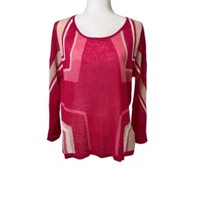 Gerard Darel rosa Leinen Top Größe 3 US Größe Medium geometrisch leicht - Bild 1 von 9