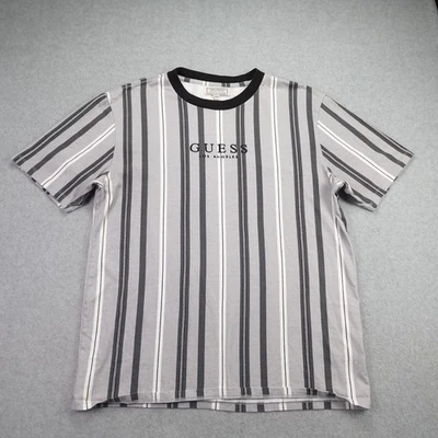 Camiseta Guess Originals Para Hombre Gris Mediana Negra Blanca Rayas Cuello Redondo Logo Camiseta Foto 1 de 4