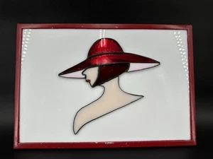 Vintage Handarbeit Buntglas edle Dame Frauen hängende Wanddeko - Bild 1 von 7