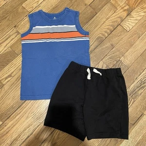 Old Navy Boys Summer Bundle Tank Blue And Black Shorts 4t - Picture 1 of 7