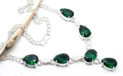 Chrome Diopside Gemstone Handmade 925 Sterling Silver Jewelry Necklace Size-18" - Image 1 of 4