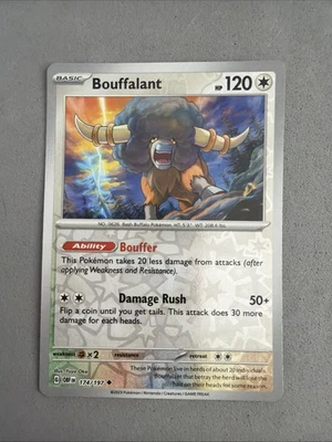 Pokemon TCG * SV Obsidian Flames * 174/197 Bouffalant REVERSE HOLO Uncommon * NM - Image 1 of 4