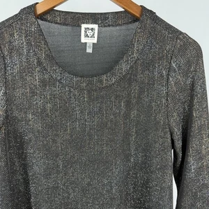 Anne Klein Womens Small Black & Gold Blouse - Picture 1 of 8