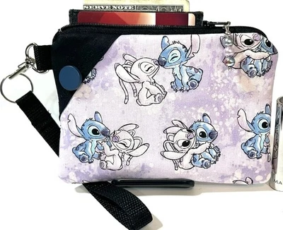 Stitch-Angel-Púrpura-Hecho a mano-Dinero-Moneda-ID-Tarjeta de crédito-Pulsera-Cartera-Bolsa Foto 1 de 4