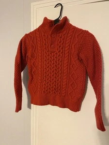 Gap Kids Sz M (8) Cable Knit Wool Blend Sweater 1/4 Button Fisherman Red - Picture 1 of 4