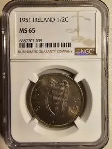 Ireland 1/2 Crown 1951 NGC MS 65 - Picture 1 of 2