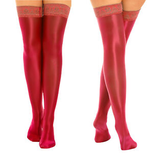 Women Silk Reflections Thigh High Stockings Nylon Socks Over the Knee High Socks