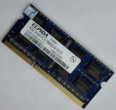 Elpida 4GB DDR3 1333 Laptop SO-DIMM  RAM  2Rx8 PC3-10600s  1.5v Good Work 204pin - Image 1 of 4