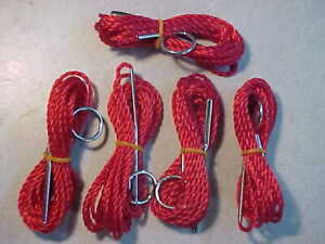 5 NEW  FISHING  STRINGERS  9 ' feet RED  POLY  PANFISH fish