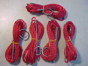 5 NEW  FISHING  STRINGERS  9 ' feet RED  POLY  PANFISH fish - Picture 1 of 3