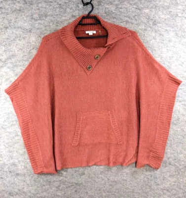 Simply Noelle Sweater Women S / M 8 / 10 Orange Pullover Collared Poncho Cape - Изображение 1 из 4