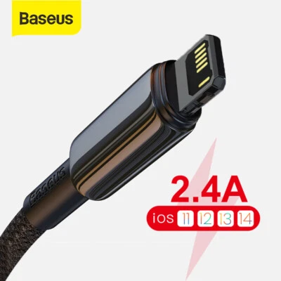 Baseus USB Cable 2.4A Fast Charging Cable Data Wire Cord For iPhone 14 13 12 11 - Image 1 of 4