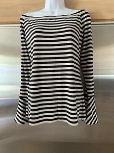 DKNY TOP "Ballettausschnitt" schwarz & hellbraun GESTREIFT Bodycon Pull On NEU Neu mit Etikett Gr. S  - Bild 1 von 8