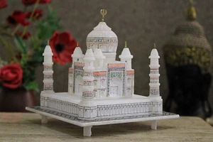 Símbolo histórico de amor Taj Mahal de 6" de lujo de mármol blanco para decoración del hogar - Imagen 1 de 8