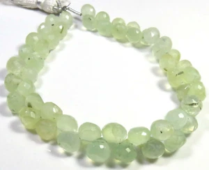 Natural Green Prehnite Onion Faceted Briolette Gems Beads 8 Inch 6.5-7mm LC-1704 - Picture 1 of 8