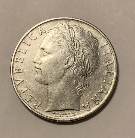 Vintage L 100 Italian Coin L.100 Lira Lire Republica Italiana 1957 Cover