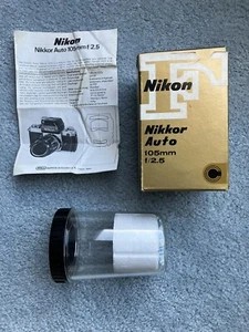 NIKON plastic LENS CASE Bubble with Box & manual for Nikkor auto 105mm f/ 2.5 - Picture 1 of 6