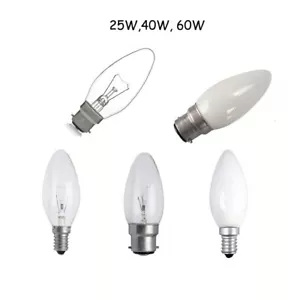 OPAL & CLEAR 25,40,60 WATT SBC,BC,SES CANDLE BULBS OLD STYLE LAMPS INCANDESCENT - Picture 1 of 1