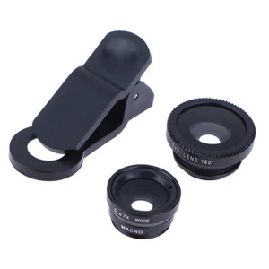 3in1 Fisheye Phone Lens 0.65X Wide Angle Zoom Fish Eye Macro Lenses Camera Kits - Zdjęcie 1 z 12