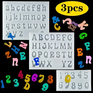 3Pcs Mini Letter Resin Molds - Small Silicone Number Alphabet Epoxy Casting Mold - Picture 1 of 7