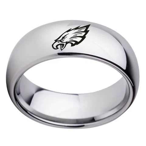 Silver Philadelphia Eagles Stainless Steel Football Team Ring Band Size 6-13 Cover
