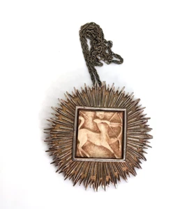 Raro Collar Zodiaco Vintage Luca Razza Años 70 Sagitario Sunburst Medallón - Imagen 1 de 8