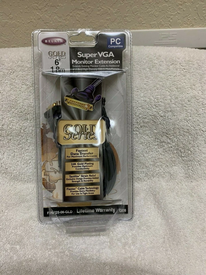 Belkin F2N025-06-GLD Gold Series 1.8m DB15 Male/Female Super VGA Monitor Extn. - Image 1 of 1