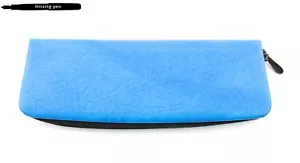 Zipper Leather Etui in Light Blue for 2 Pens - Picture 1 of 3