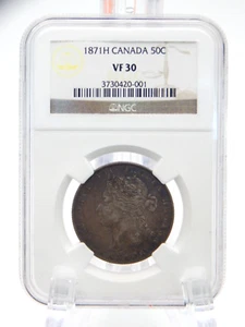 1871 H Canada 50c NGC Graded VF 30 Half Dollar  QUEEN VICTORIA   (BT715) - Picture 1 of 5
