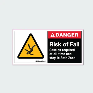DANGER RISK OF FALL - HEAVY MACHINERY - Replacement Stickers – Weatherproof &... - Picture 1 of 1