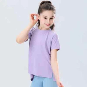 Girls Athletic Shirts Children's Sports T-shirts Kids Yoga Shirt Running Tee - Picture 1 of 9