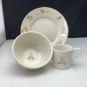 Vintage Marks and Spencer Child's Teddy China Breakfast Set - Cup, Bowl & Plate - Picture 1 of 6