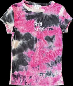 Belle Tweed | Damen / Teenager | Tie Dye "Anti Social" T-Shirt | Größe S - Bild 1 von 9