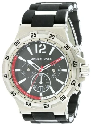 Michael Kors Color Argento, Silicone Nero IN Acciaio Orologio Cronografo MK8298 - Immagine 1 di 2