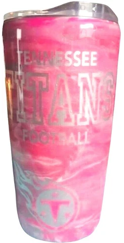 Tennessee Titans Tumbler 20oz.Pink Metallic Double Walled Stainless Gift Cover