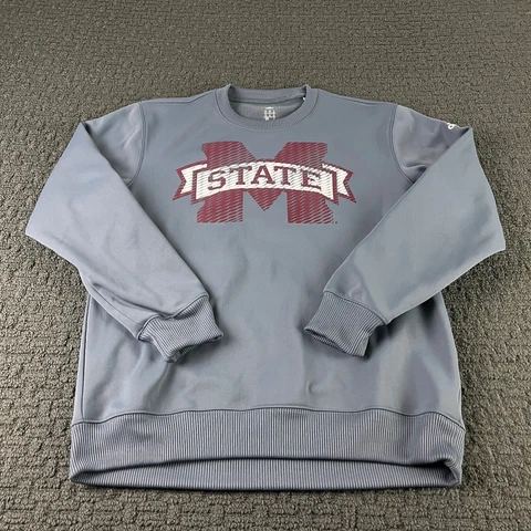 Mississippi State Bulldogs Adidas Sweatshirt Mens M Gray Crewneck Pullover NCAA Cover