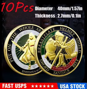 Nueva moneda de colección de desafío conmemorativo de 10 piezas puesta en toda la armadura de Dios - Imagen 1 de 8