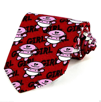 Corbata roja de seda médica It's A Baby Girl para hombre nueva corbata roja de papá biológica  Foto 1 de 2